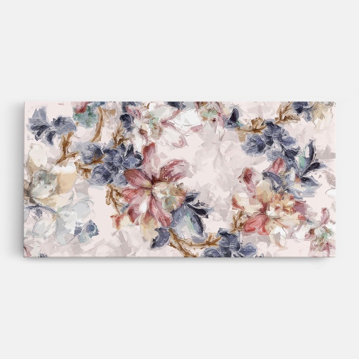 Tablou Canvas, 40x80 cm, Dormitor si Living, Flori, Flori Desenate, Painted Flowers
