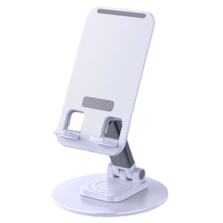 Állítható telefontartó, 360 fokban forgatható, összecsukható, fehér, irodai használatra