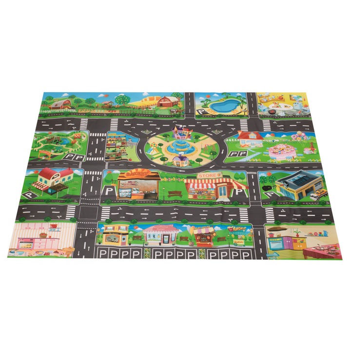 Covoras de joaca cu 18 semne de circulatie, 130 x 100 cm