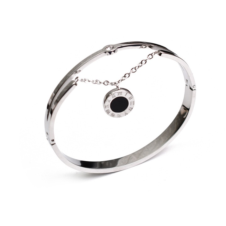 Bratara simpla din otel titan, Shangshang, argintiu