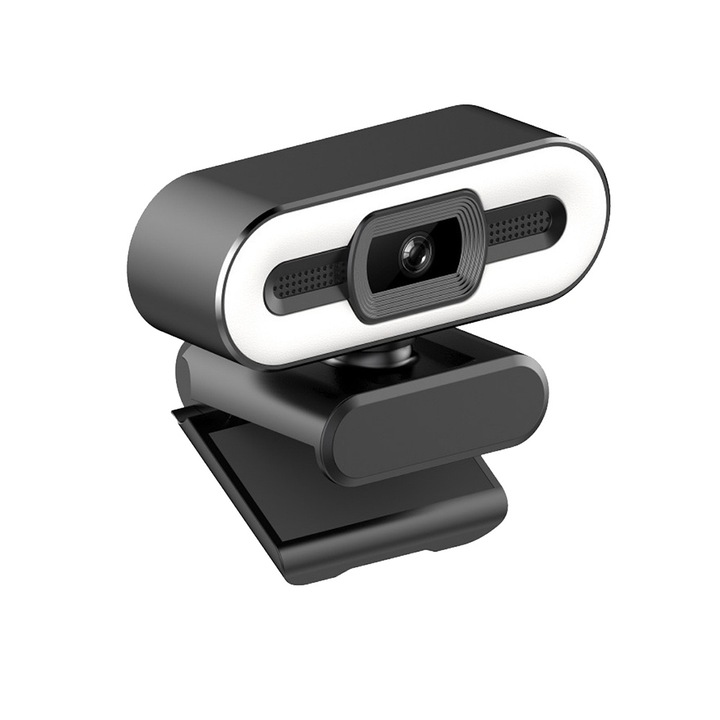 Webkamera, Full HD 1080p, beépített mikrofon, autofókusz, állítható fény, privát lefedettség, fekete