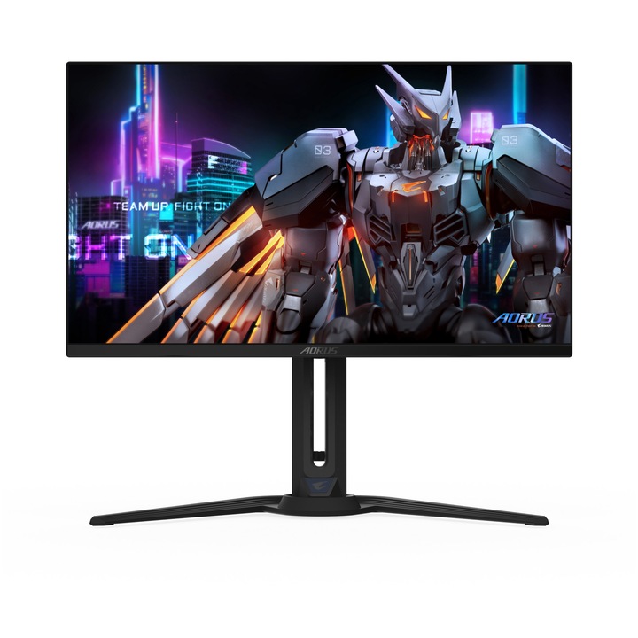 Gigabyte AORUS FO27Q3 játékmonitor, OLED, 27", QHD, 2560 x 1440, DisplayPort, HDMI, hangszórók, Pivot, 360 Hz, 0,03 ms, fekete