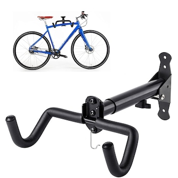 Suport de perete pentru bicicleta, Wacorresi®, prindere perete, atarnare pe cadru, montare perete, ajustabil, anti-zgarieturi, capacitate 120Kg, negru