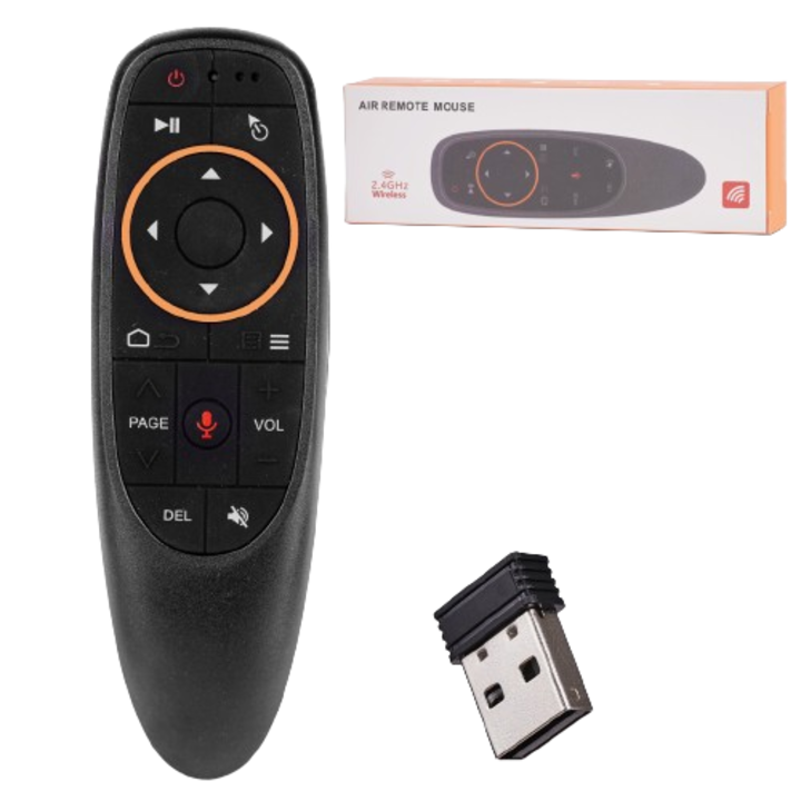 Дистанционно с микрофон и USB адаптер, Luka, G10 Smart TV Box, Wireless, 14.3x4.5x2.9cm, Черен