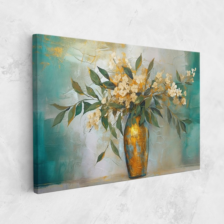 Tablou Canvas, 40x60 cm, Dormitor si Living, Flori, Flori In Vaza, Abstract Vase Art