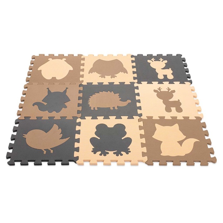 Set puzzle spuma Luka, 9 piese, contrastant, antiderapant, 85x85x1cm