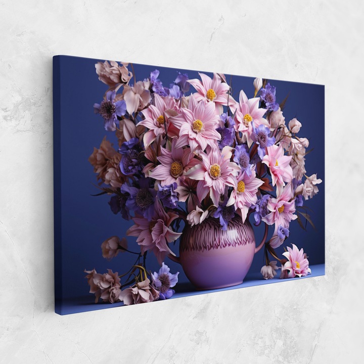 Картина на платно, ARTHUB, 70x100 cm | Спалня и Дневна, Цветя, Цветя във ваза, Purple Vase Flowers