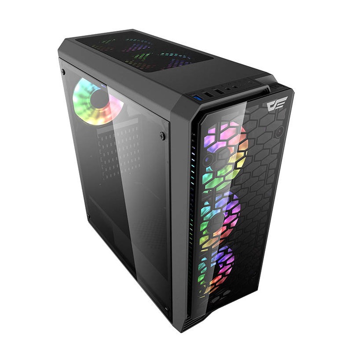 Компютърна кутия Darkflash, Water Square 5, Middle-Tower, Закалено стъкло, ATX/M-ATX, Черен