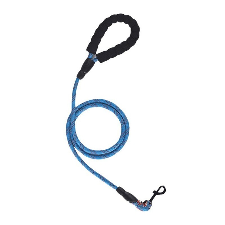 Lesa pentru caini, reflectorizanta, maner captusit, 12mmx1.5m, albastru