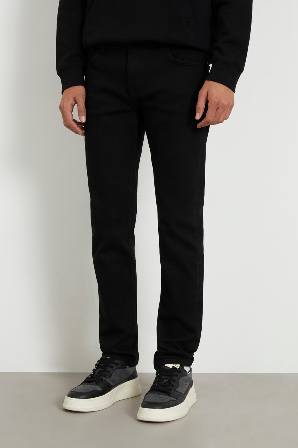 GUESS, Blugi cu croiala dreapta si 5 buzunare Angels, Negru, W31-L32