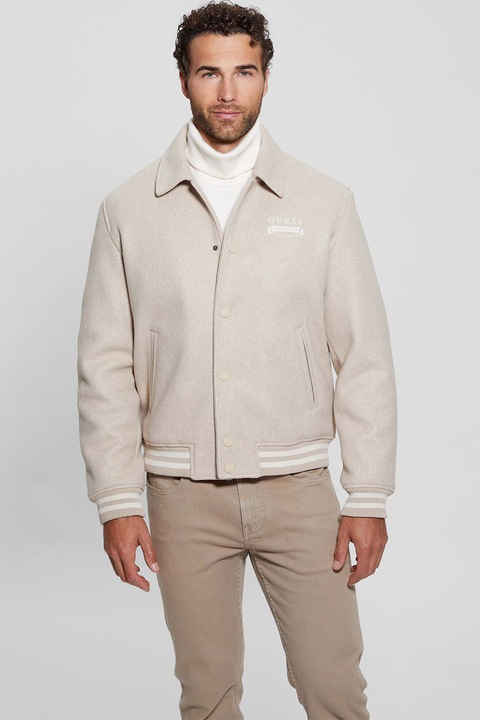 Guess, Кадифено яке с бродирано лого, Светло бежово, L