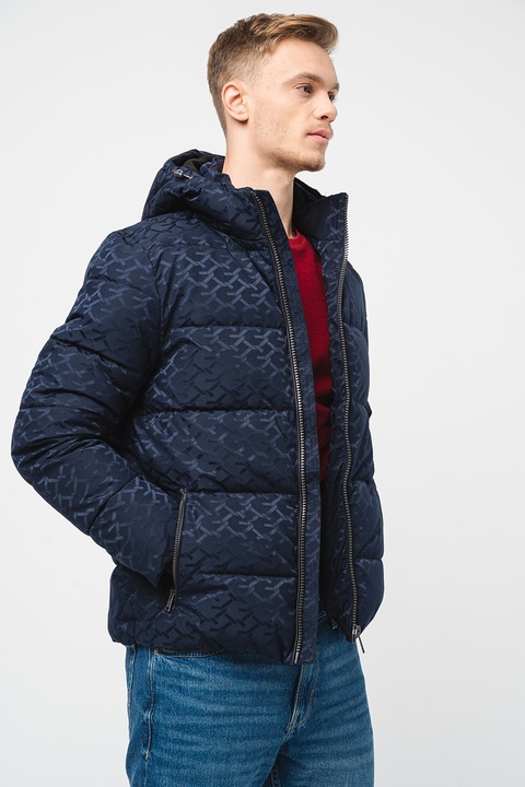 Guess, Geaca cu finisaj impermeabil si vatelina, Albastru ultramarin/Bleumarin