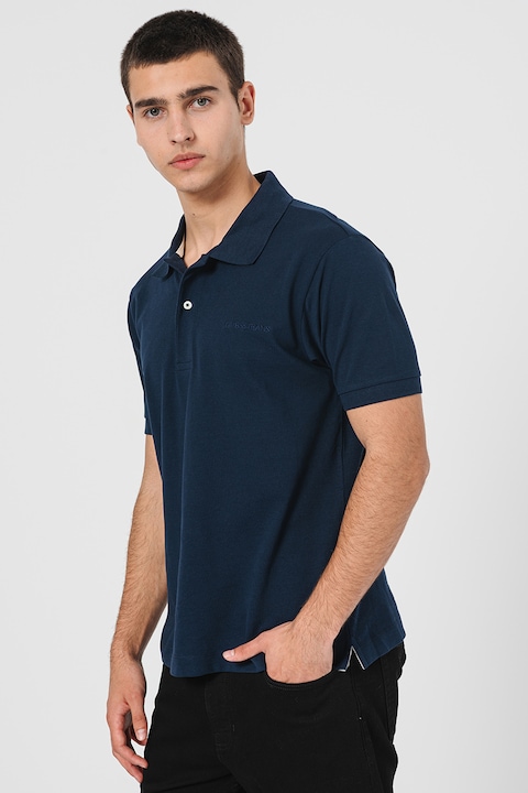 Guess Jeans, Tricou polo din bumbac cu model uni, Bleumarin