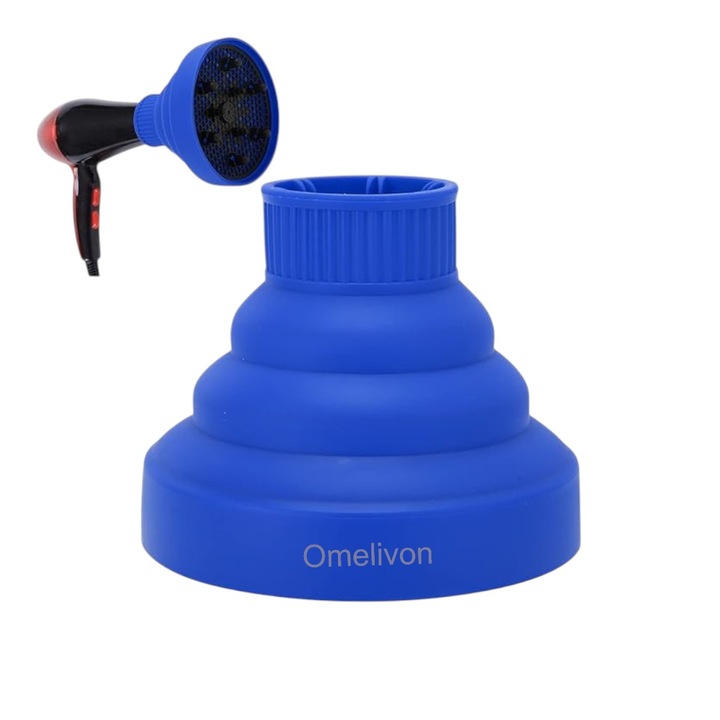 Difuzor universal pliabil pentru uscator de par, silicon, albastru, 4.2-4.5cm, Omelivon®
