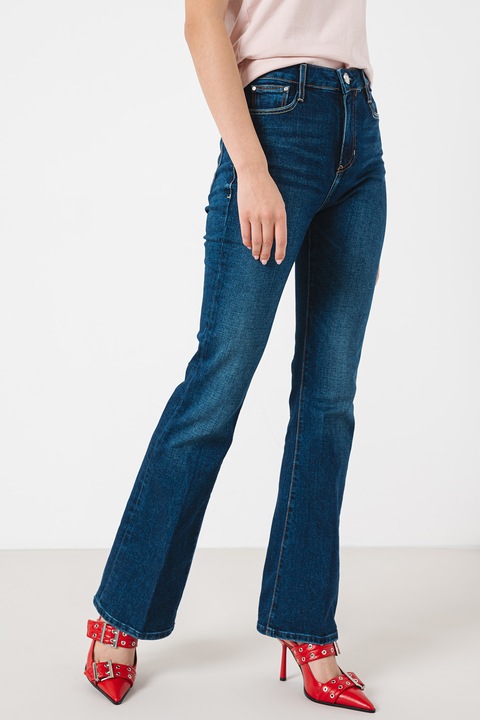 Guess, Blugi evazati cu talie inalta, Albastru inchis