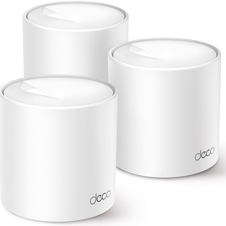 Система Mesh Wi-Fi TP-Link Deco X10 (3-pack), AX1500, Dual-Band Wi-Fi 6, С покритие на целия дом, Seamless Roaming, Self-Healing, Adaptive Path, Antivirus, Родителски контрол и гласов контрол