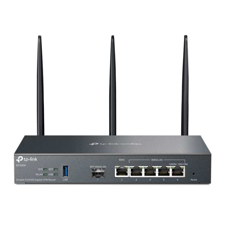 Безжичен VPN рутер TP-LINK ER706W, AX3000, Omada, Multi-Wan, Wi-Fi 6