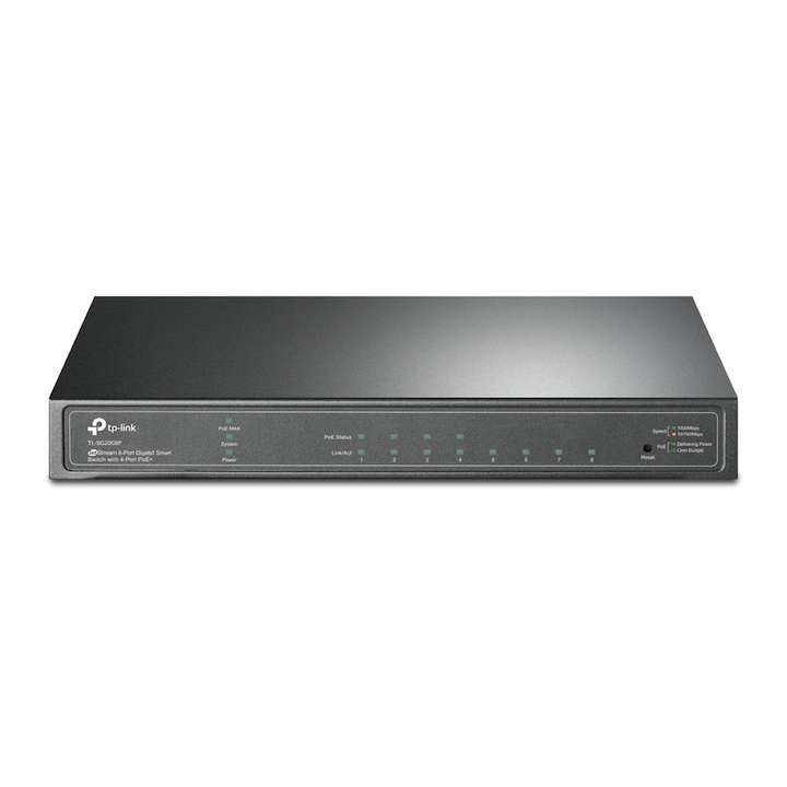 TP-LINK SG2008P Switch, 8x1000Mbps (4xPOE+), Menedzselhető, Fekete