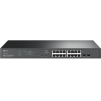Comutator, TP-LINK, SG2218P, 16x1000Mbps(16xPOE+) + 2xGigabit SFP, Negru