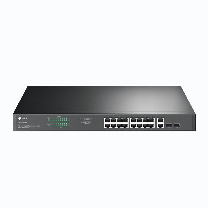 TP-LINK TL-SG1218MP Switch 18x1000Mbps (16xPOE+) + 2xGigabit SFP, Fekete