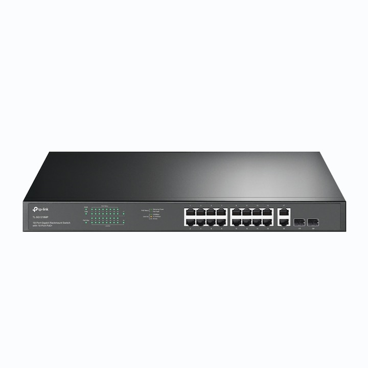 TP-LINK TL-SG1218MP Switch 18x1000Mbps (16xPOE+) + 2xGigabit SFP, Fekete