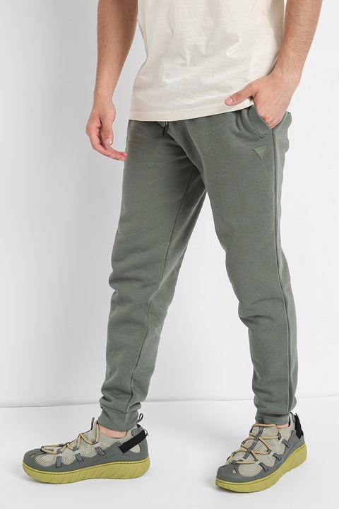 Guess, Pantaloni cu talie ajustabila, pentru antrenament, Verde aquamarin