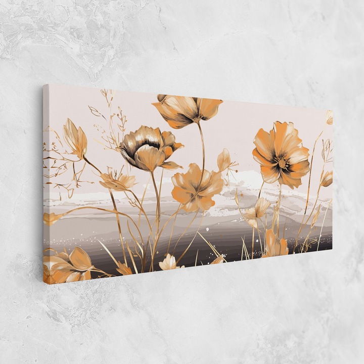 ARTHUB, Vászonkép 40x80 cm, Gold Black Poppy | Hálószoba és Nappali, Virágok, Pipacsok