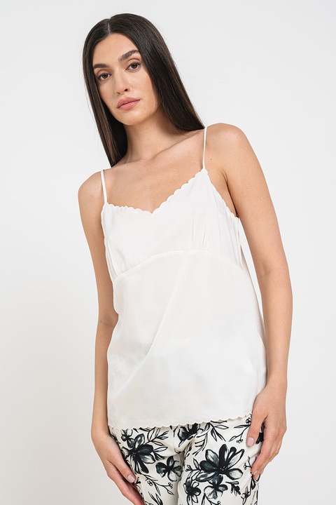 United Colors of Benetton, Top relaxed fit cu bretele subtiri, Alb