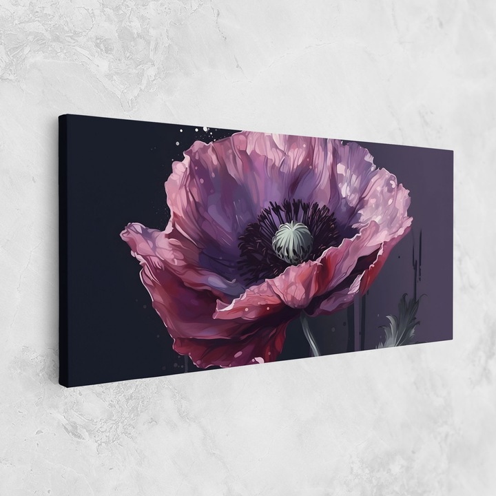 Tablou Canvas, 40x80 cm, Dormitor si Living, Flori, Maci, Light Purple Poppy