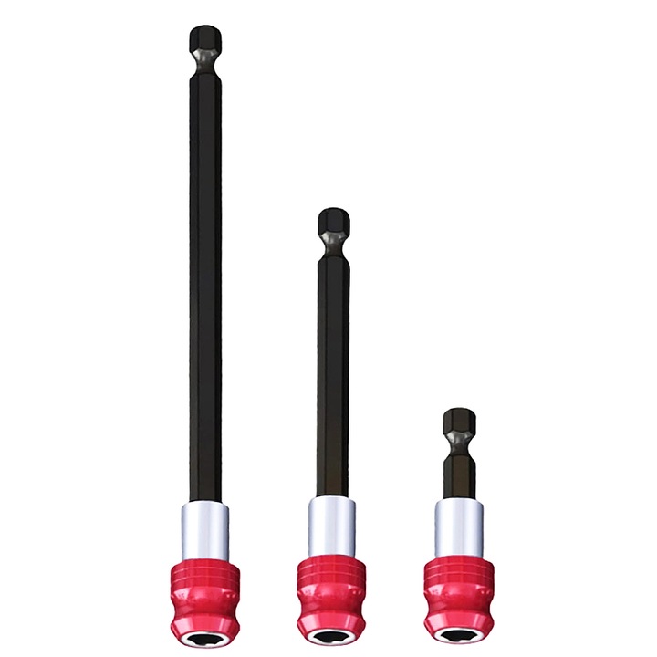 Set Extensii Magnetice pentru Burghie, 3 Dimensiuni, 60mm/100mm/150mm, Otel Crom Vanadiu, Multicolor