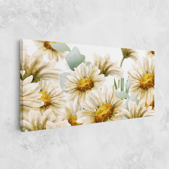 Tablou Canvas, 60x120 cm, Dormitor si Living, Flori, Margarete, Beautiful Daisy Art