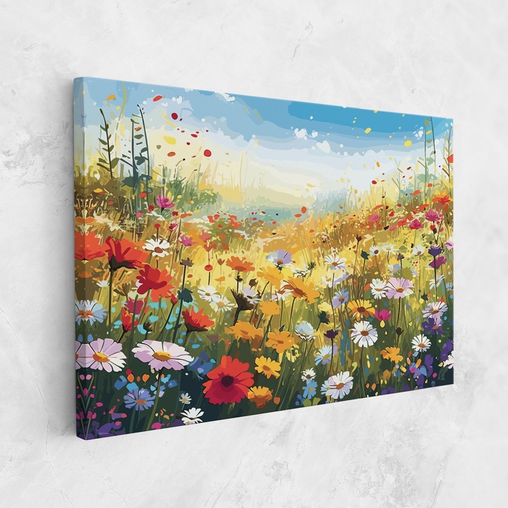 Tablou Canvas, 30x40 cm, Dormitor si Living, Flori, Margarete, Colorful Daisy Mix