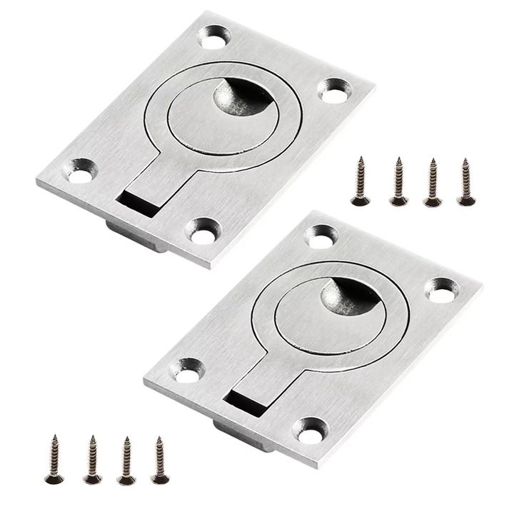 Set manere incastrate din inox, 62x44mm, 2 bucati, argintiu