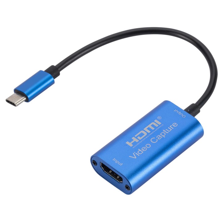 Placa de captura, SwiatKabli, USB-C 3.1, Full HD 1080p, 60fps, Albastru