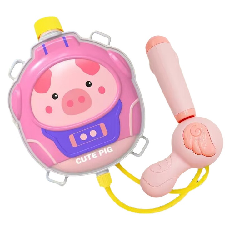 Детски воден пистолет, FreeBiz, резервоар тип чанта, 4-6 години, 1200 мл, във формата на прасе