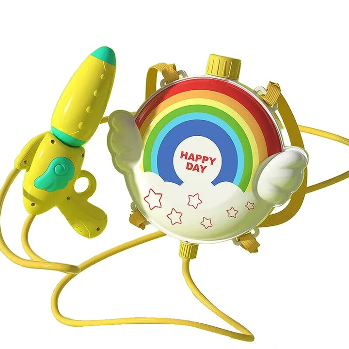 Детски воден пистолет, FreeBiz, резервоар тип чанта, 4-6 години, 1500 мл, във формата на дъга