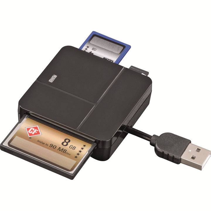 Четец за карти All in One Hama Basic, USB 2.0, Черен