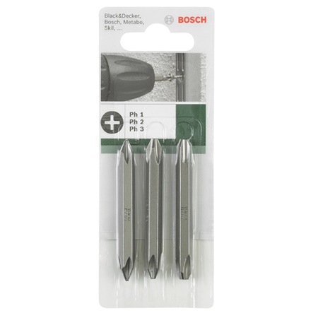 Kомплект 3 двойни бита PH/PZ Bosch, 60 мм