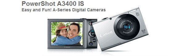 Aparat foto digital Canon PowerShot A3400 IS, 16MP, Silver - eMAG.ro