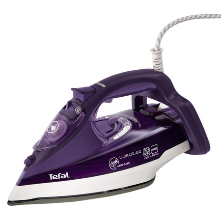 Fier de calcat Tefal Ultimate Anti-Calc FV9640, Talpa Durilium, 2600 W, 0.32 l, 200 g/min, Alb/Violet