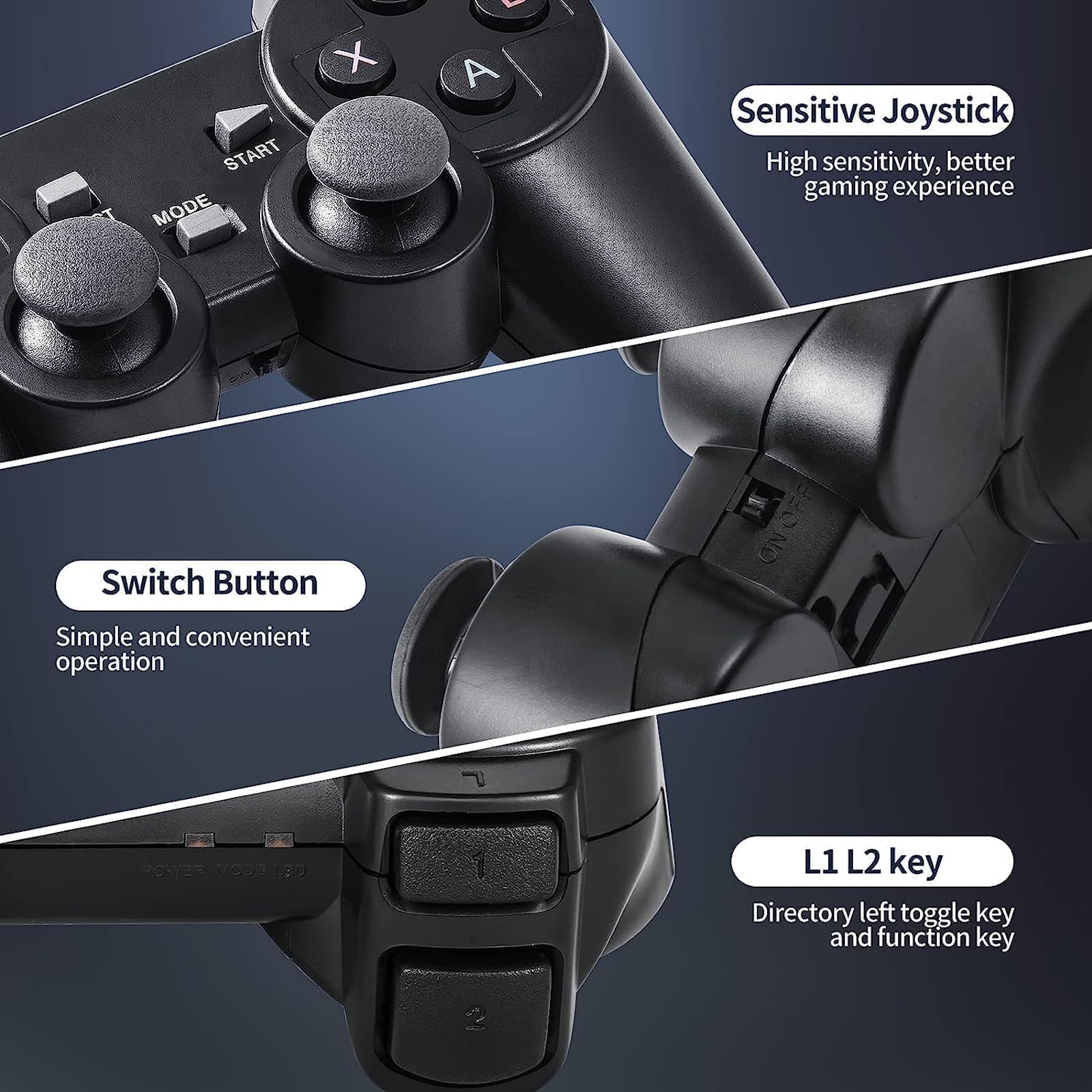 Set Consola jocuri tip stick, NUODWELL, Cu 20000 de jocuri incorporate, Cu 2 controler wireless, HDMI, USB wireless 2.4 GHz, 64GB, Plug si Play, Pentru TV, Proiector, Monitor, Negru