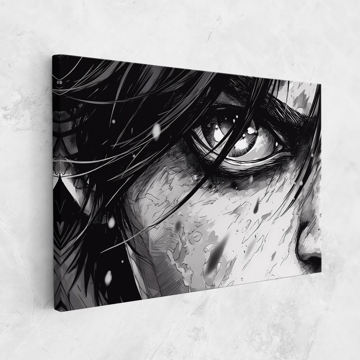 Tablou Canvas, 20x30 cm, Dormitor Si Living, Moderne, Alb Negru, Manga Eye