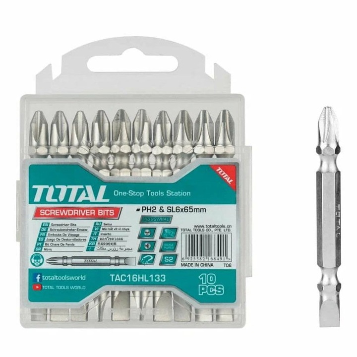Set 10 capete pentru insurubat, Total, 65mm