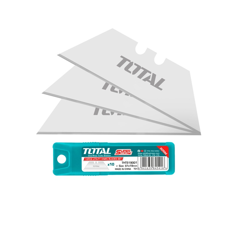 10 db vágópenge készlet, Total, Acél, 61x19mm