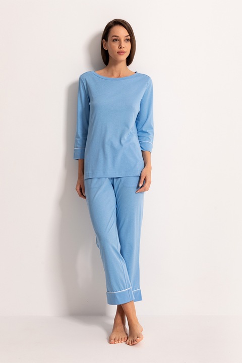 Sofiaman, Pijama din amestec de bumbac si modal Ana, Albastru pastel