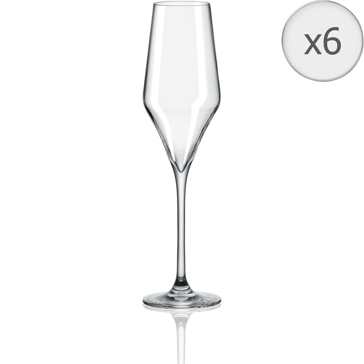 Set 6 pahare sampanie RONA Aram, cristalin, 220 ml