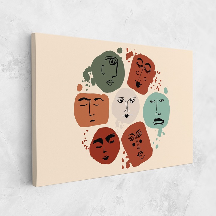 Tablou Canvas, 40x60 cm, Dormitor Si Living, Moderne, Colaje, Circle Faces