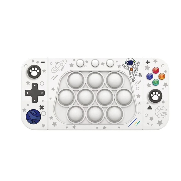 Jucarie interactiva anti-stres cu astronaut, Pop it, silicon, senzorial, 12.7x12.5x5.5cm, 3+ ani