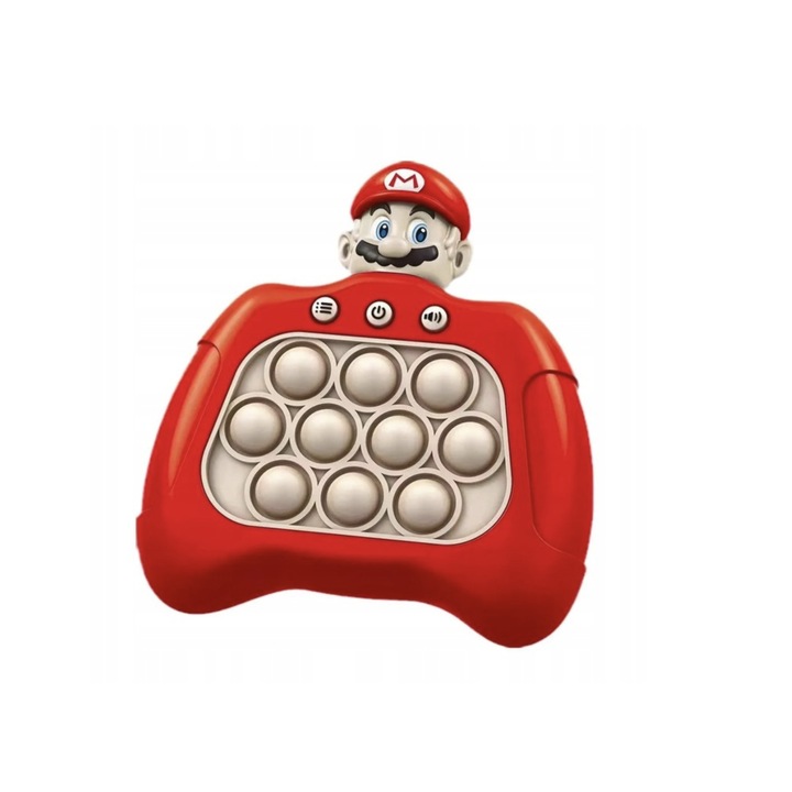 Jucarie interactiva anti-stres, electronica, Pop It Super Mario, silicon, 12.7x12.5x5.5cm, multicolor, +3 ani