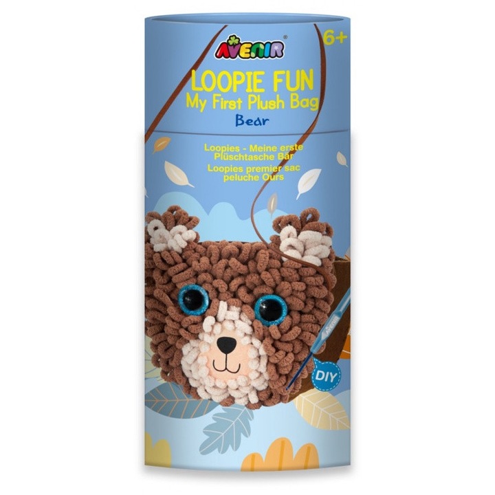 Kit DIY Loopie Fun - Prima mea geanta de plus bucle, Ursulet, Avenir, 6 ani +